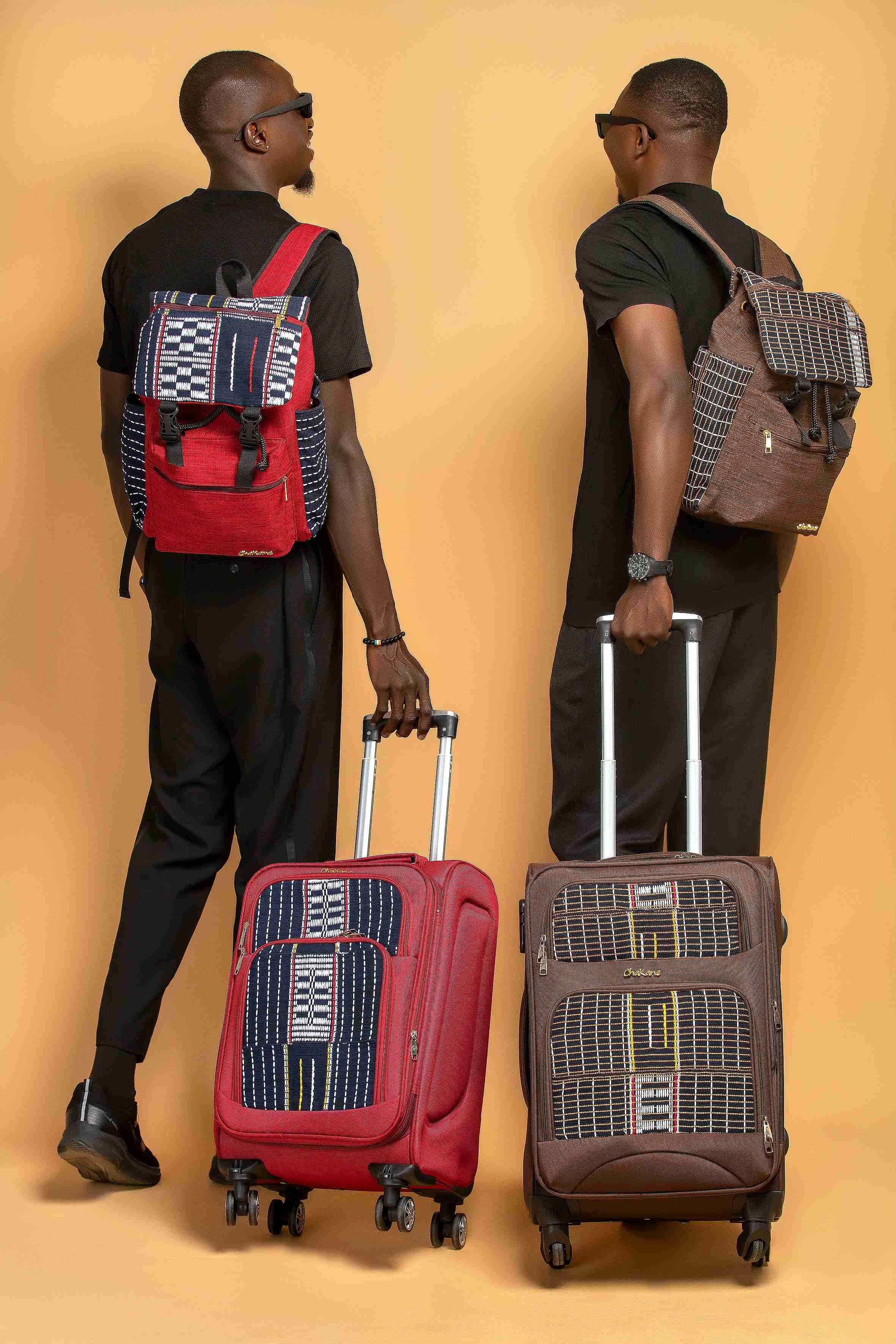 Bandoulrière en Cuir et Tissu Africain