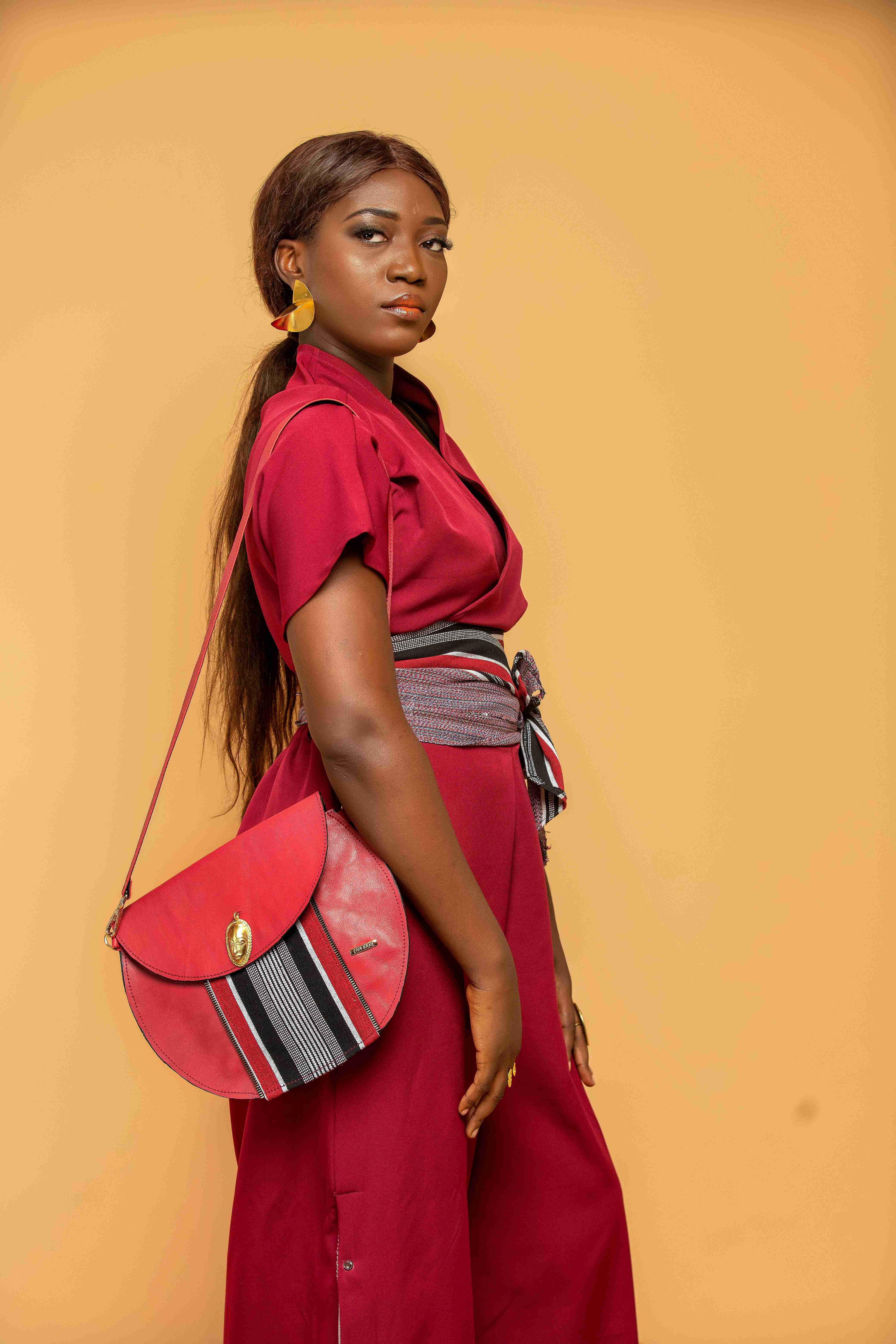 Sac en Cuir et Tissu Africain